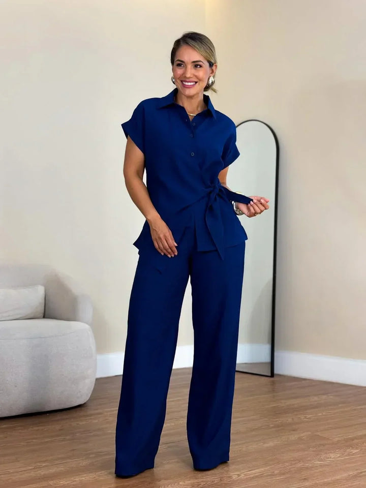 Lorie Elegant Two-Piece Set with Front Tie, view 5 - Elena Harper