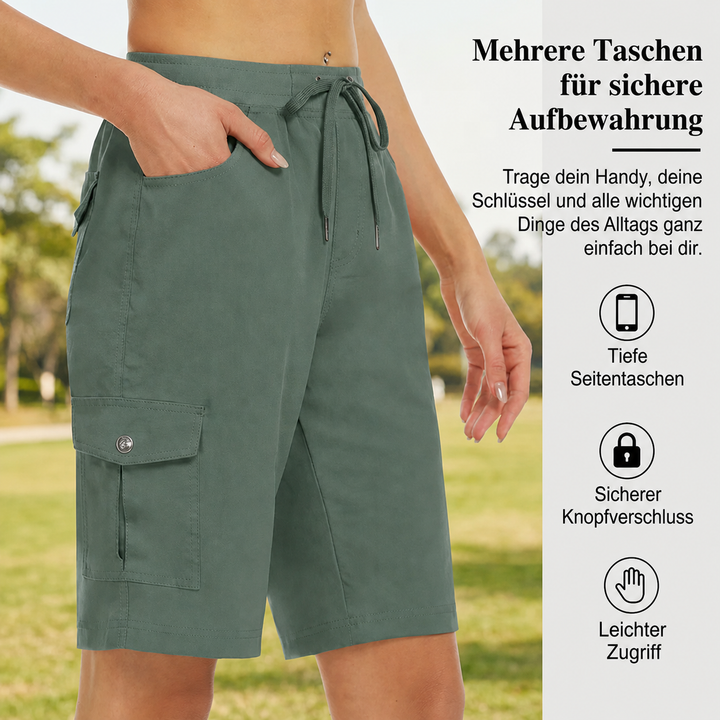 Aryada Quick-Drying Cargo Shorts with Pockets, view 9 - Elena Harper