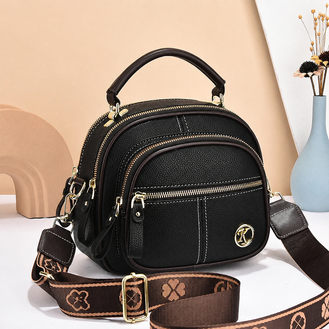 Auressa Classic PU Leather Shoulder Bag with Wide Strap - Elena Harper