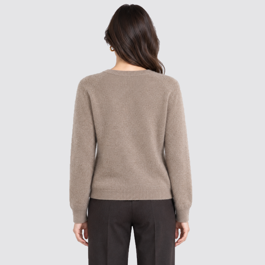 Montarello Women's Knit Cardigan with Round Neck and Front Button Closure
