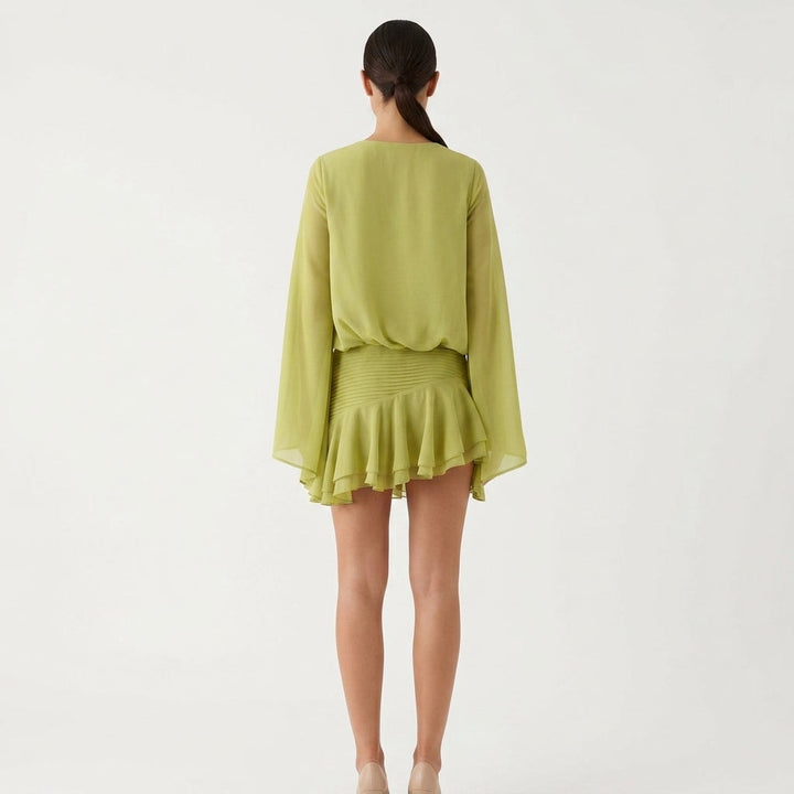 Chiffon V Neck Mini Dress Wedding Guest Summer Outfit