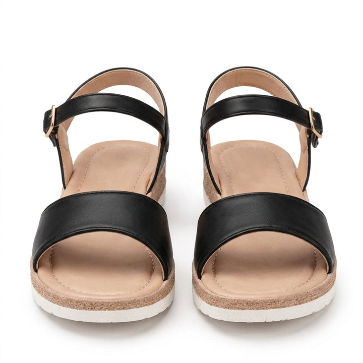 Black Wedge Sandals Ankle Strap Summer