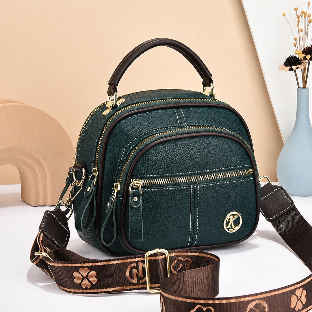 Auressa Classic PU Leather Shoulder Bag with Wide Strap, view 4 - Elena Harper