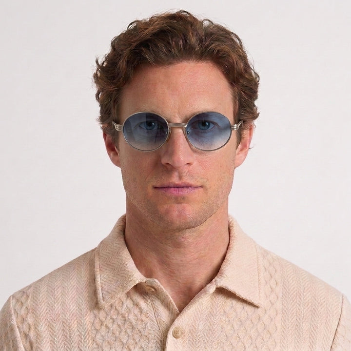 Vintage Round Sunglasses with Wood Details for Men