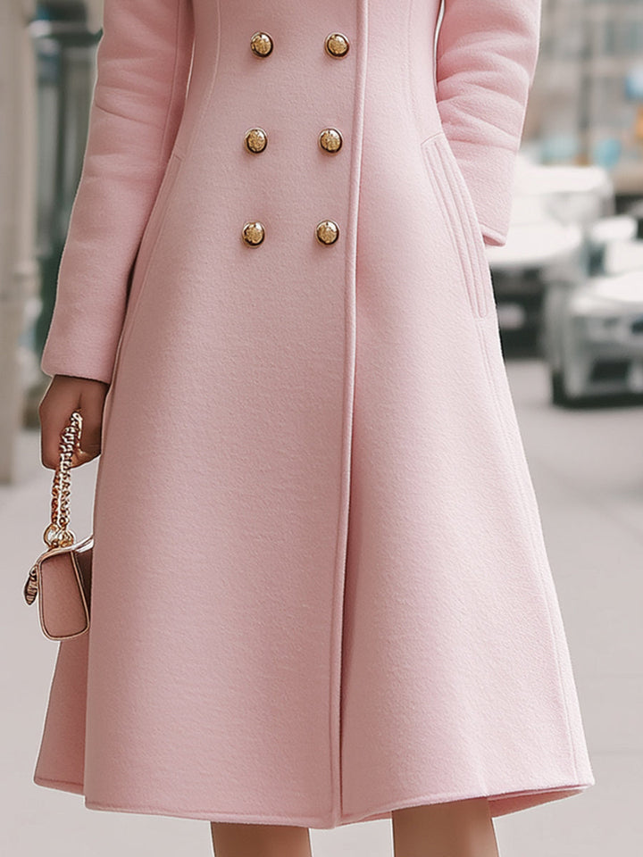 Elegant Crossed Wool Coat in Dusty Pink - Elena Harper