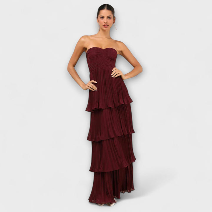 Lorena Strapless Tiered Maxi Dress - Elena Harper