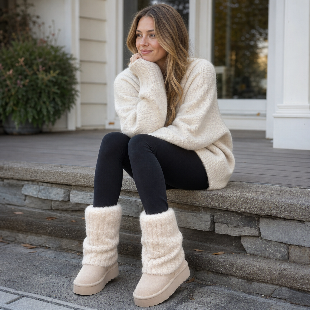 Alina | Comfortable and Stylish Platform Winter Boots with Faux Fur