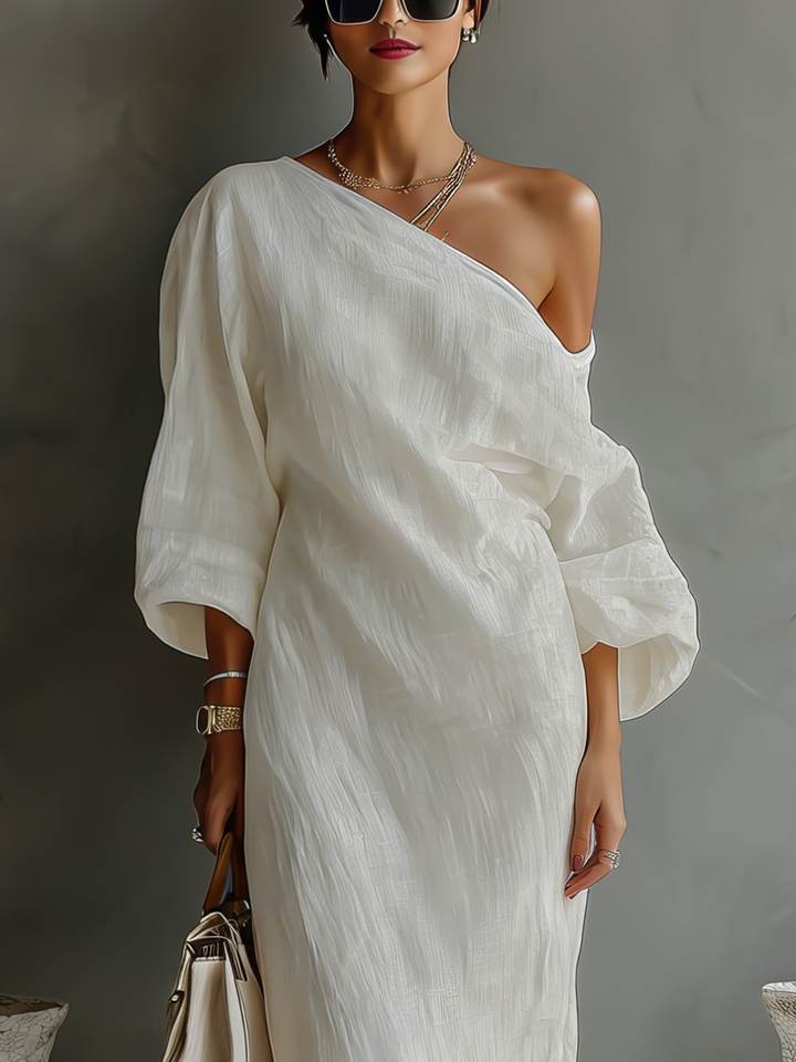 Women's Elegant One-Shoulder Flowing Maxi Dress