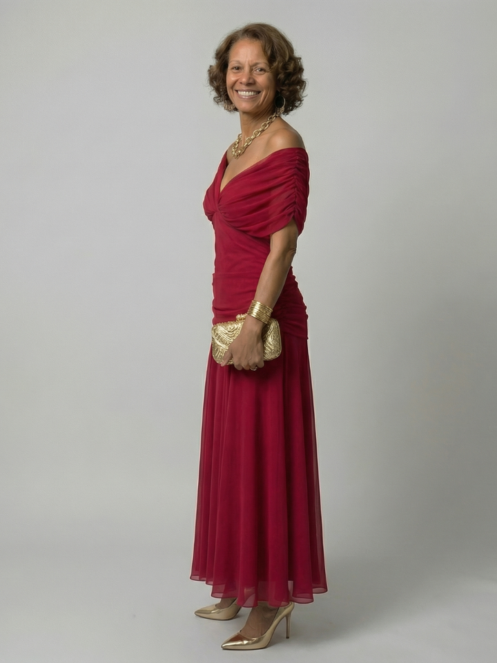 Calen Off Shoulder Flow Midi Dresses - Elena Harper