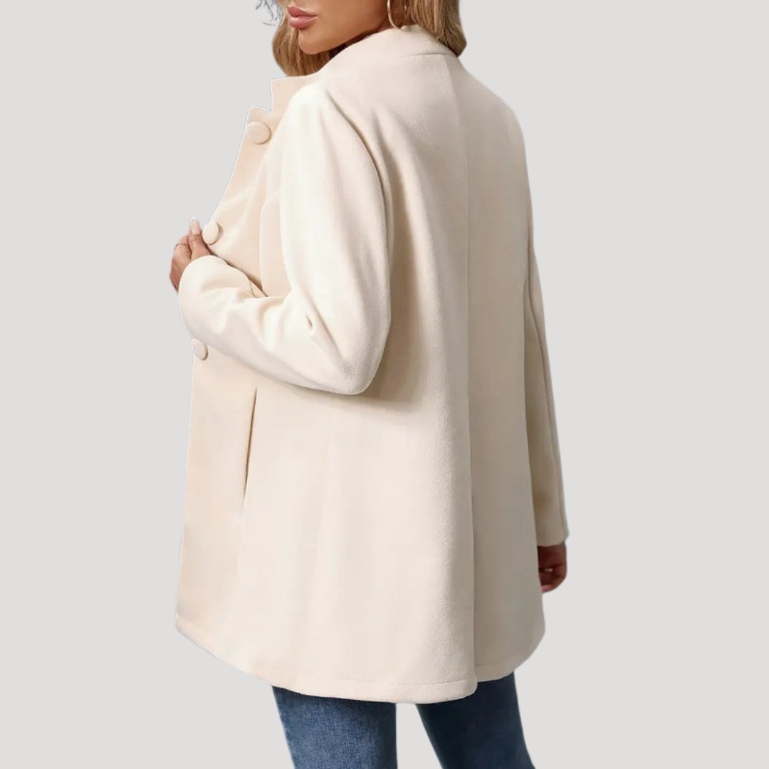 Women's Buttoned Coat with High Collar