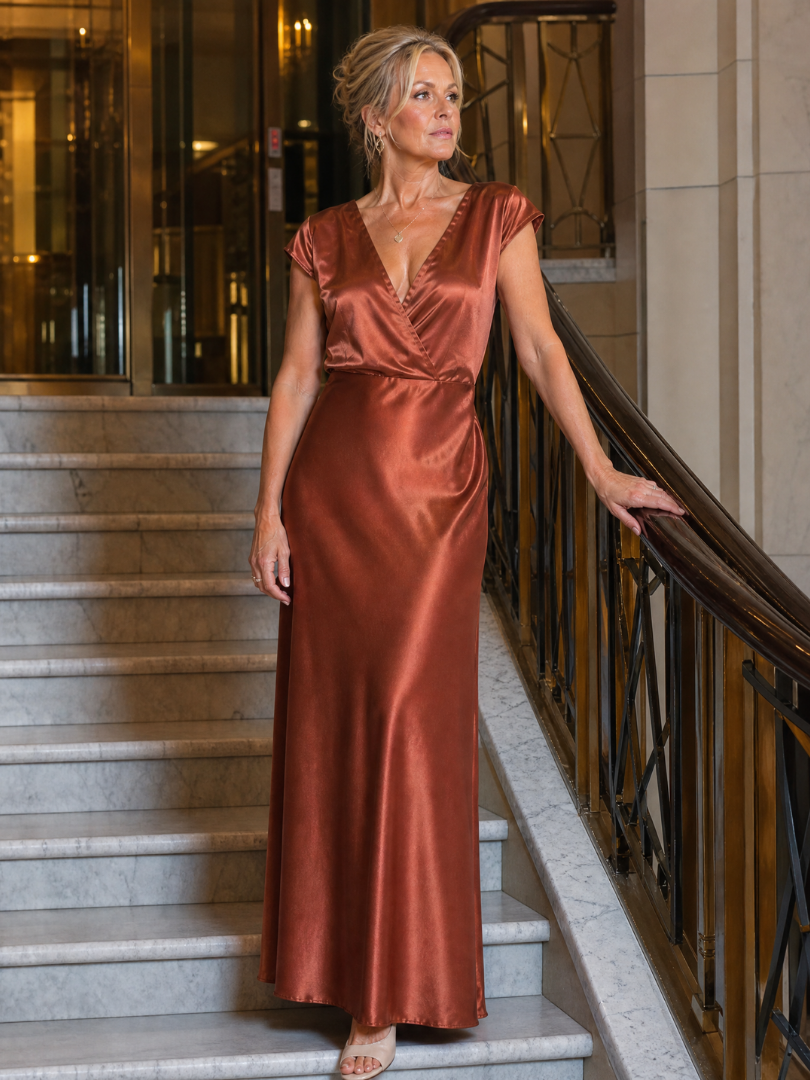 Samouse Cap Sleeve Wrap Bodice Maxi Dress - Elena Harper