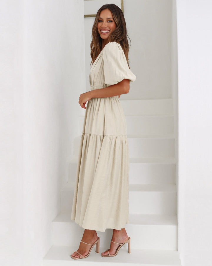Ella Dress V-Neck Balloon Sleeve