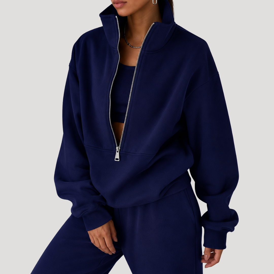 Women's Half-Zip Sweatshirt and Pants Set
