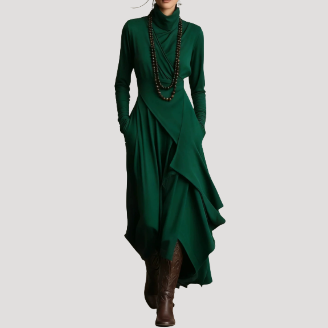 Elegant Fluid Long Sleeve Maxi Dress