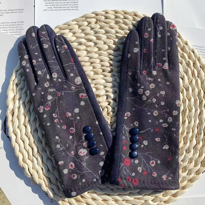 Warm Floral Printed Gloves