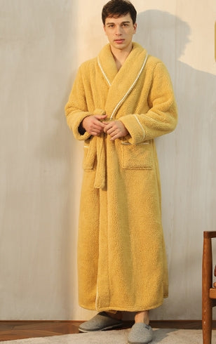 Unisex Thick Plush Over-Knee Bathrobe - Ultimate Winter Comfort