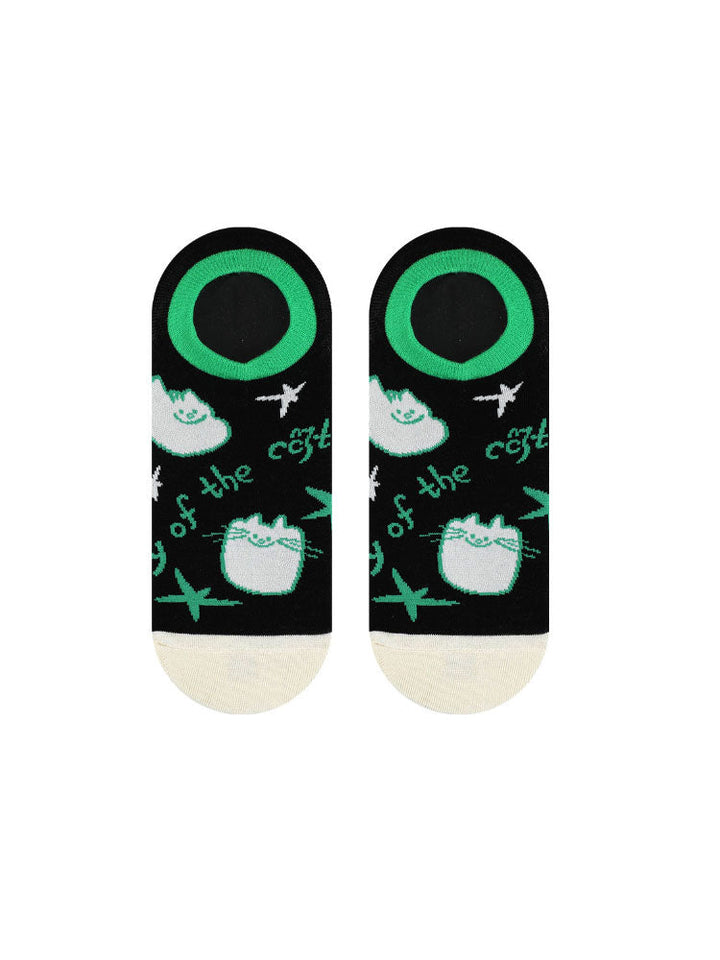 Cartoon Kitty Boat Socks