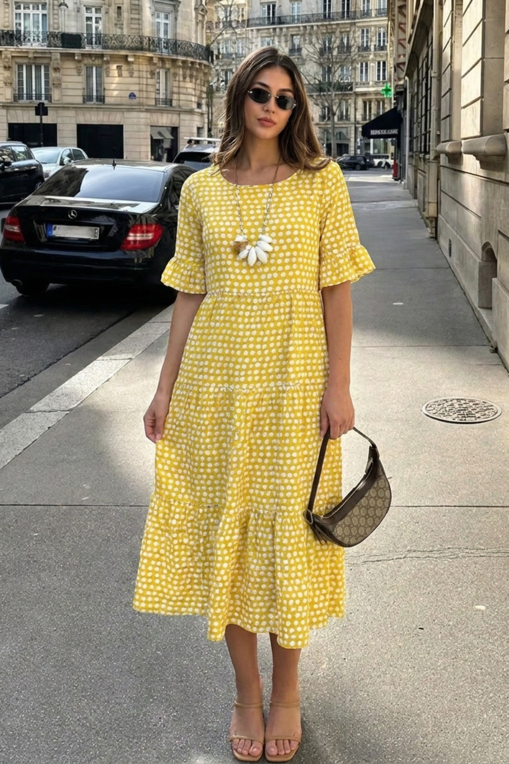 Women’s Floral Midi Dress | Puff Sleeves