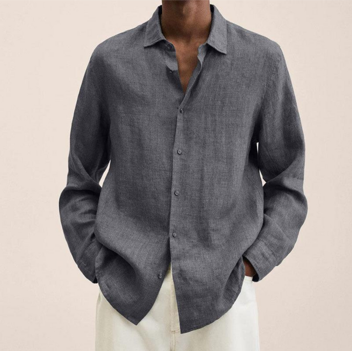 Men's Long-Sleeve Button-Up Shirt - Versatile & Stylish