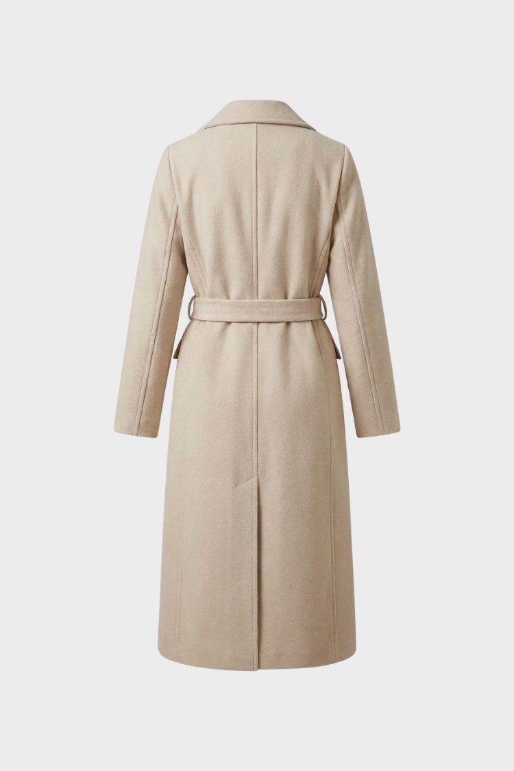 Women's Coat with Belt and Notched Collar