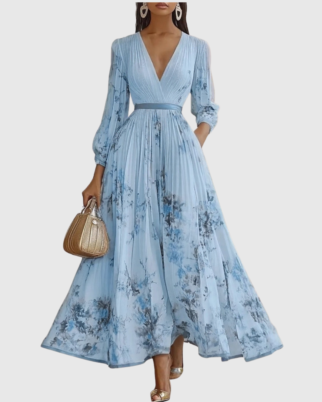 Rowella Elegant Pleated Maxi Dress - Elena Harper