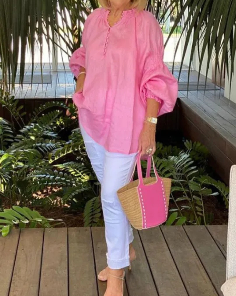 Abore Cotton & Linen Casual Blouse - Elena Harper