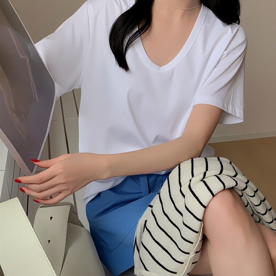 Women's Basic Short Sleeve T-Shirt Loose Slim Fit