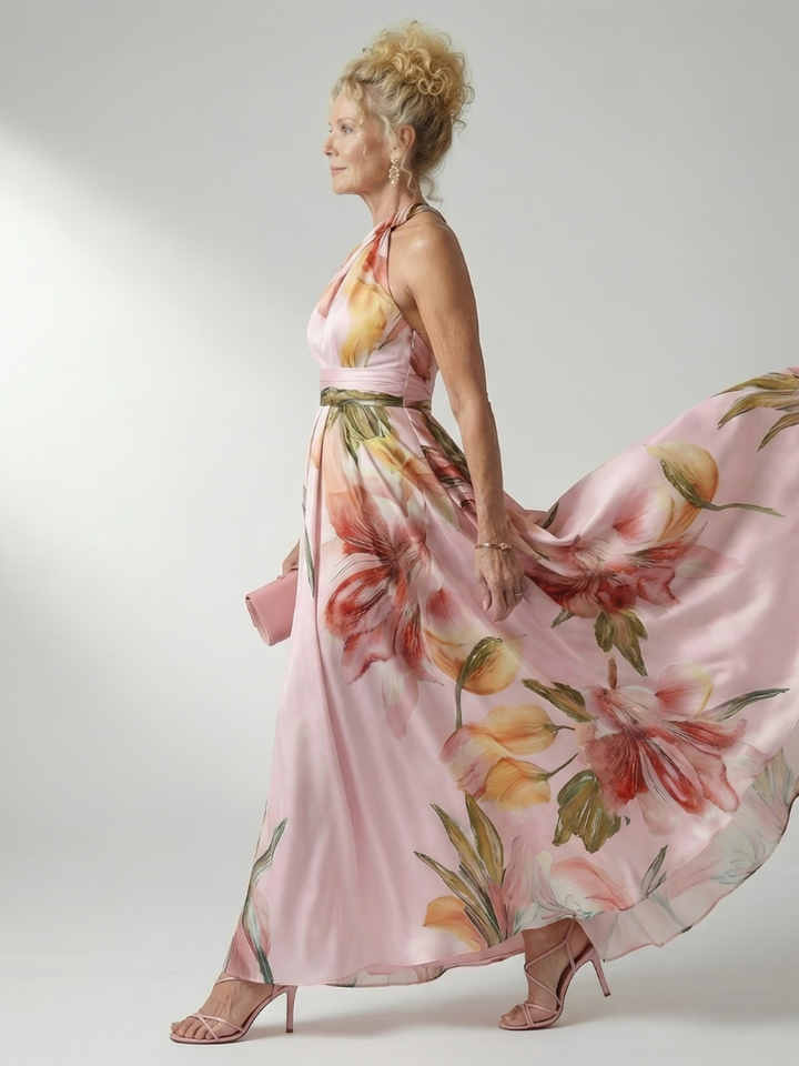 Amiel Lightweight Floral Maxi Dress American Cut Sleeveless - Elena Harper