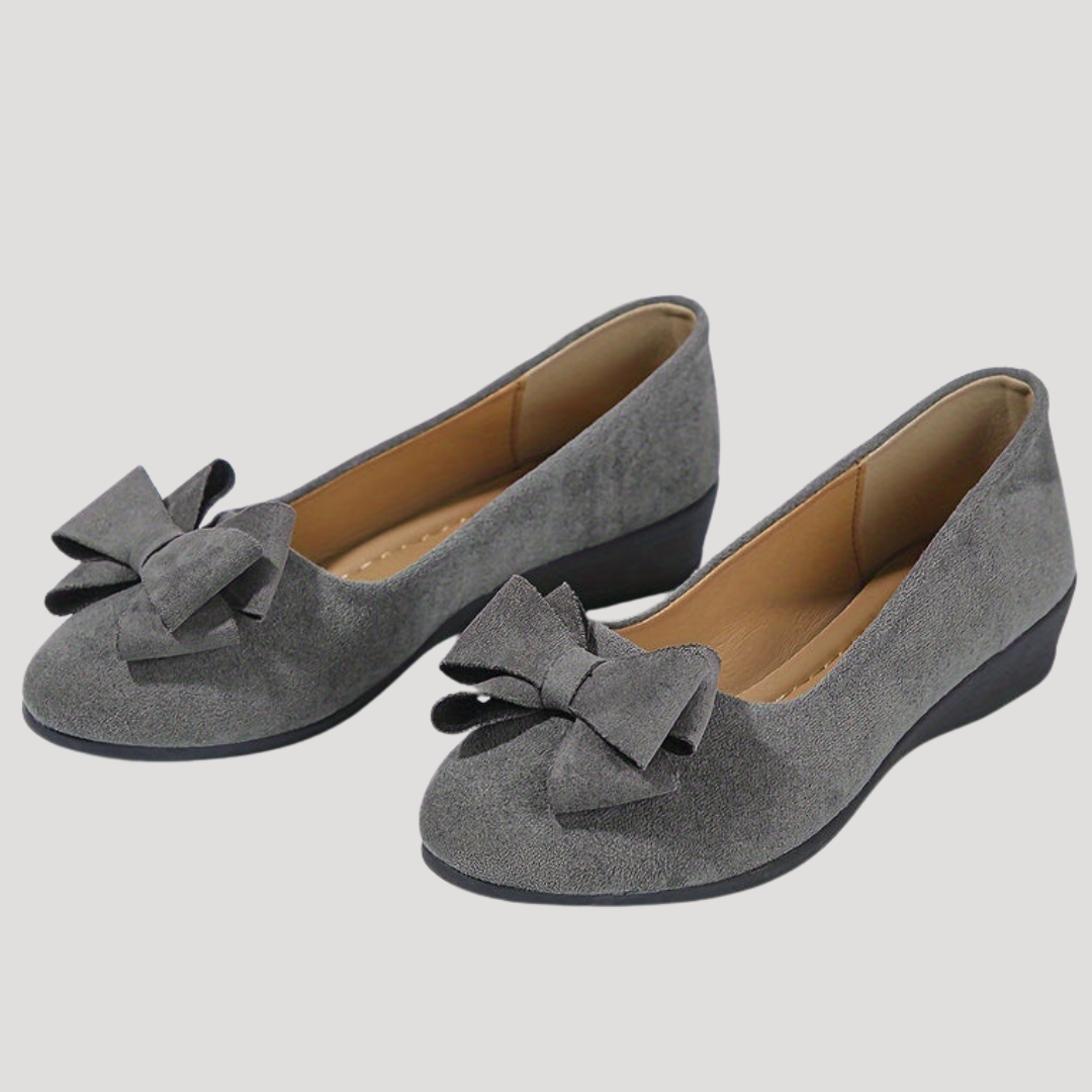 Wedge Ballet Flats with Elegant Bow