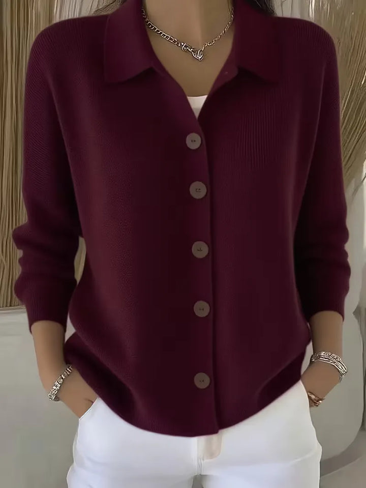 Caroline - Elegant Buttoned Cardigan with Shirt Collar
