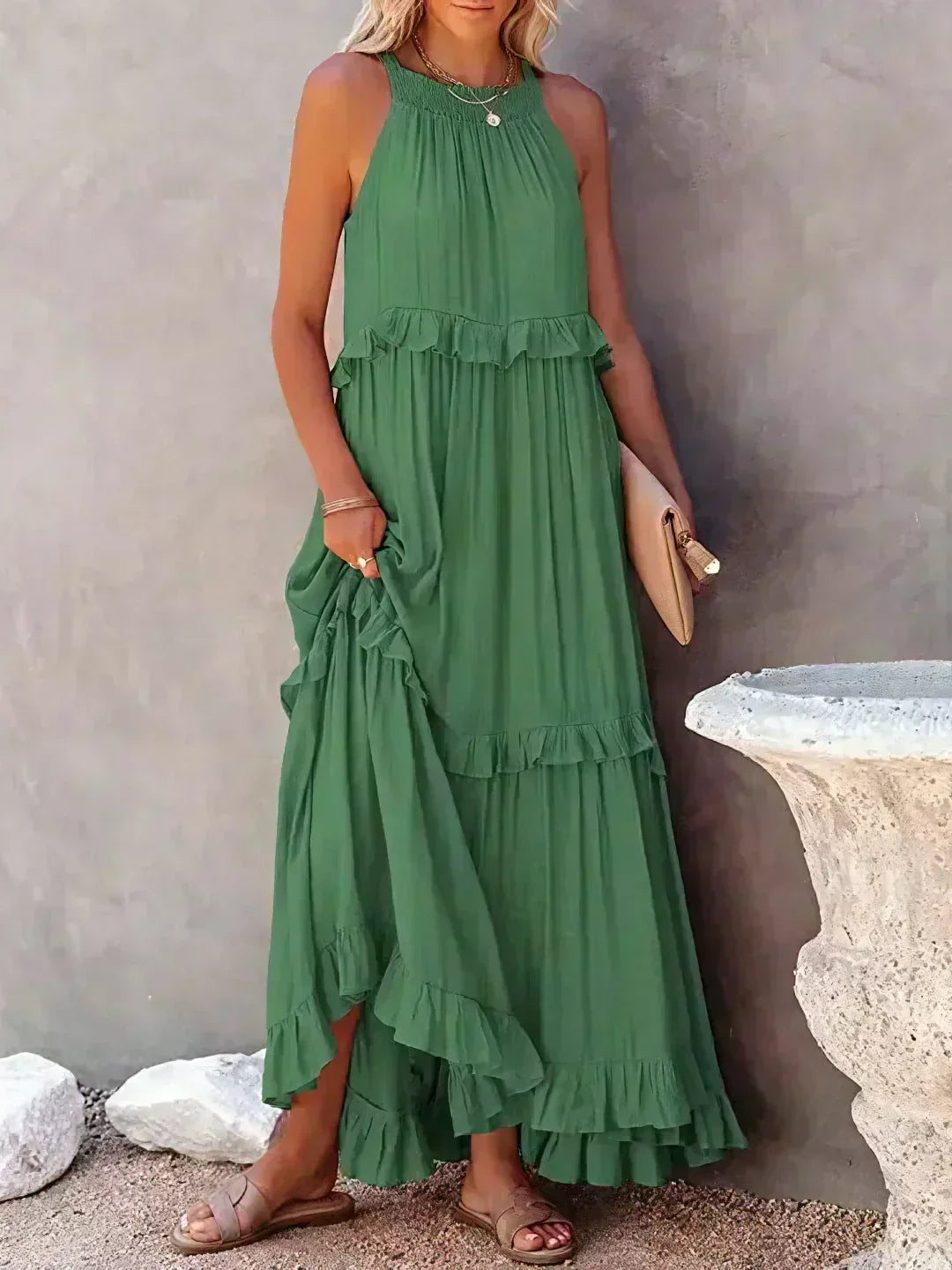 Landry - Chic Ruffle Trim Sleeveless Dress