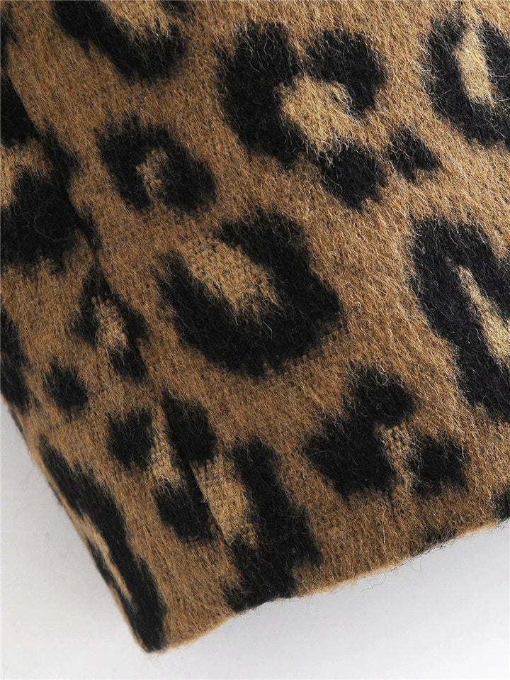Straight Cut Leopard Print Women's Coat - Frida