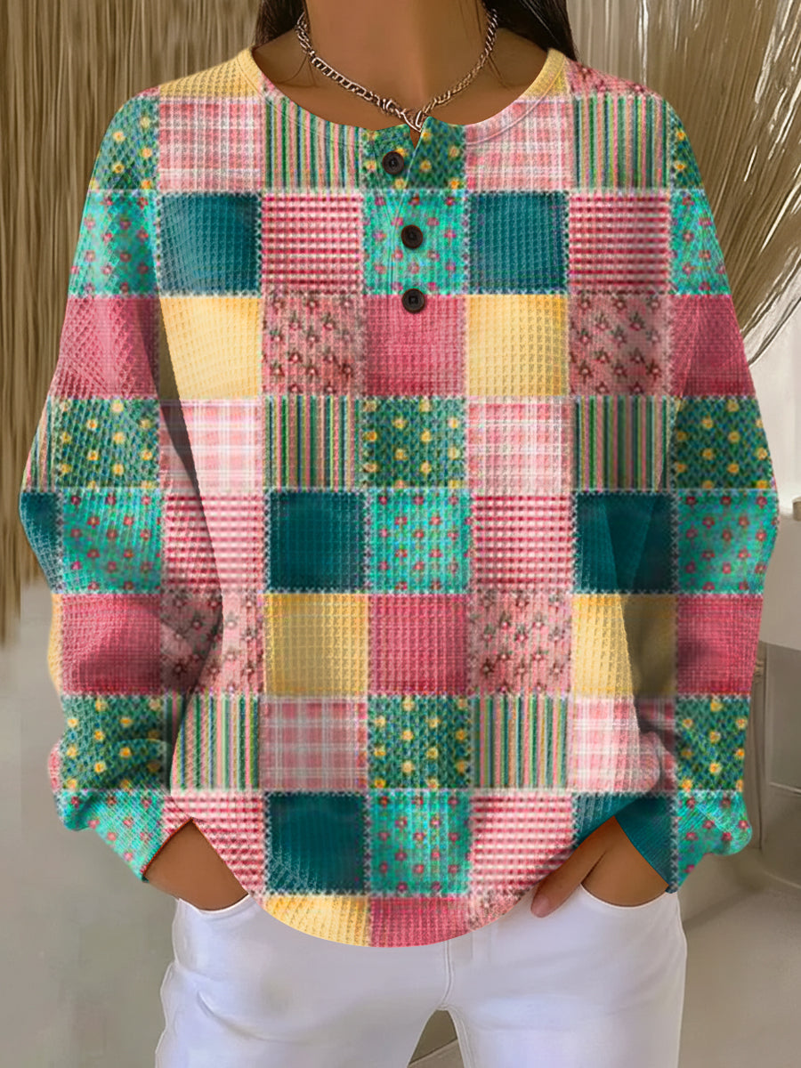 Agnes Cozy Waffle-Knit Sweater - Elena Harper