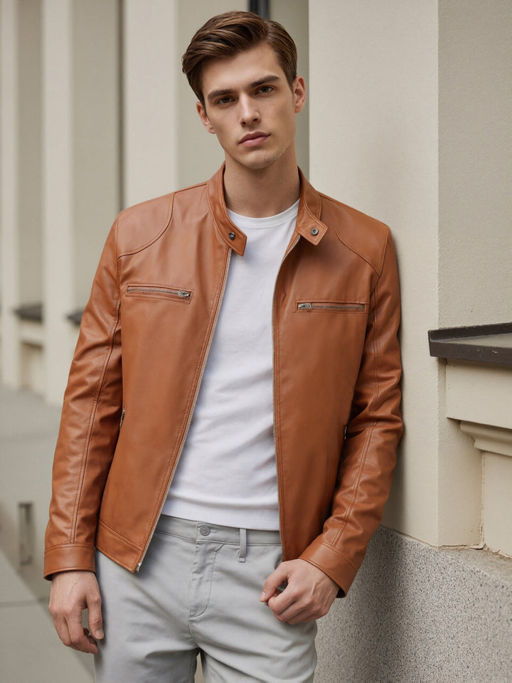 LAURENT MONACO | HIGH COLLAR ZIPPER JACKET FOR MEN