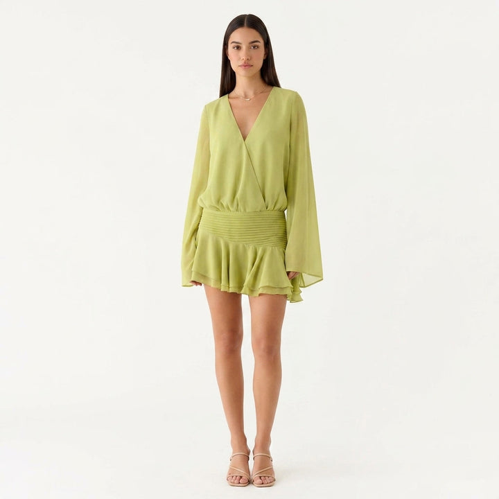 Chiffon V Neck Mini Dress Wedding Guest Summer Outfit