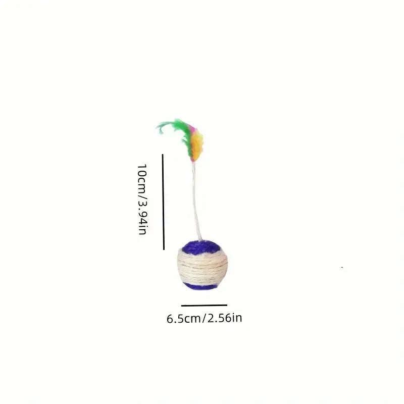 Cat's Interactive Feather & Sisal Play Ball for Instinctive Fun