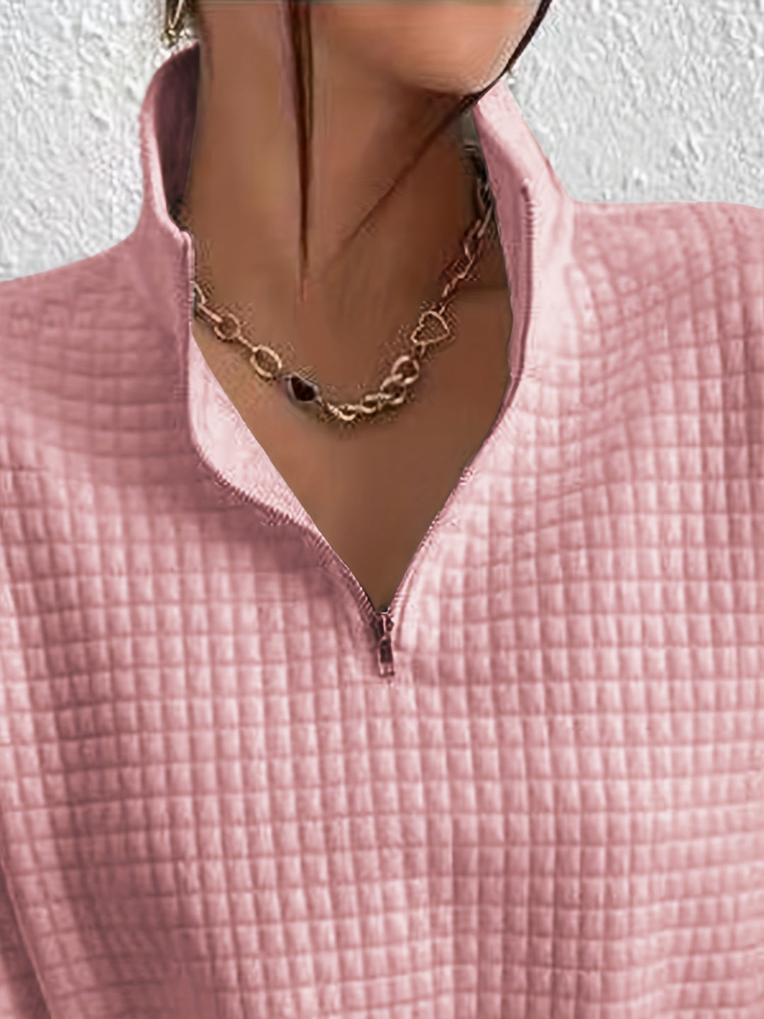 Adelina | Women's Quarter-Zip Textured Sweater with Relaxed Cut