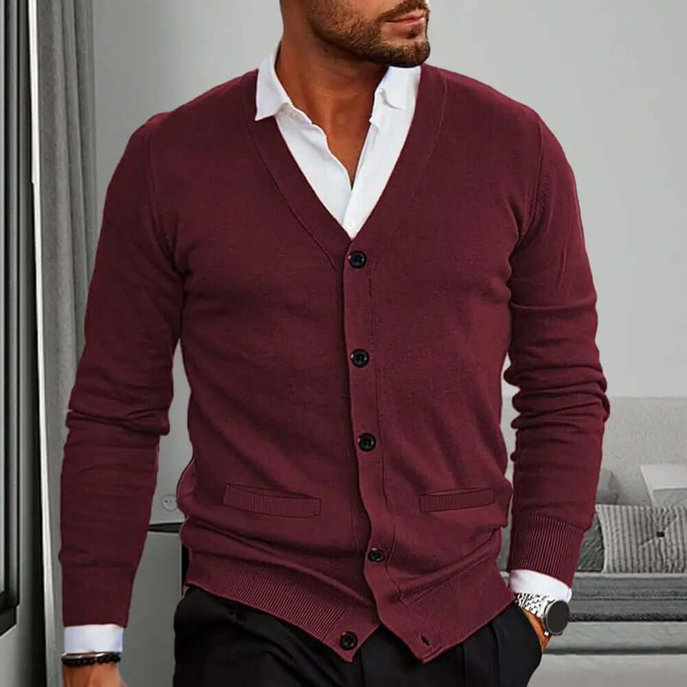 Men's Knitted V-Neck Cardigan