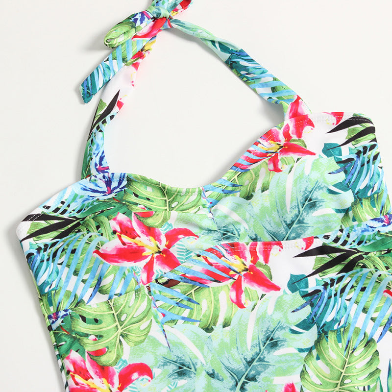 Women's Swimsuit One-Piece with Cute Tropical Pattern EB