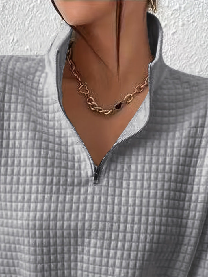 Adelina | Women's Quarter-Zip Textured Sweater with Relaxed Cut