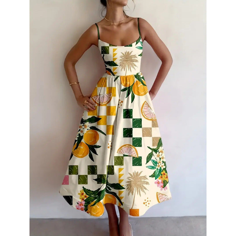 Liorabelle Citrus Palm Midi Dress - Elena Harper