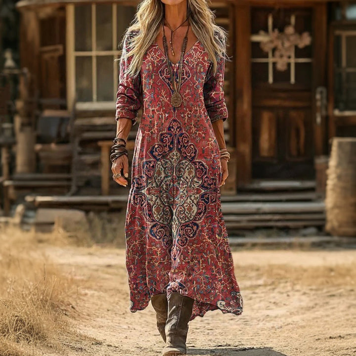 Evelyn Vintage-Inspired Long Sleeve Casual Dress - Elena Harper