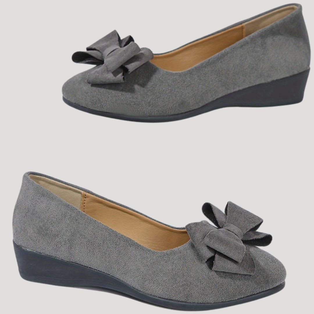 Wedge Ballet Flats with Elegant Bow