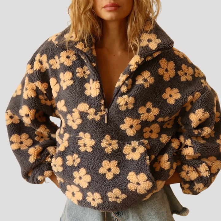 Women's Floral Pull-Over Demi-Zip