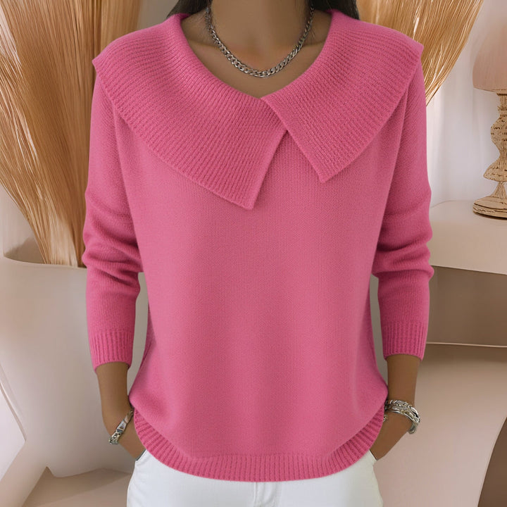 CHARLOTTE Knit Sweater with Soft Collar - Elena Harper