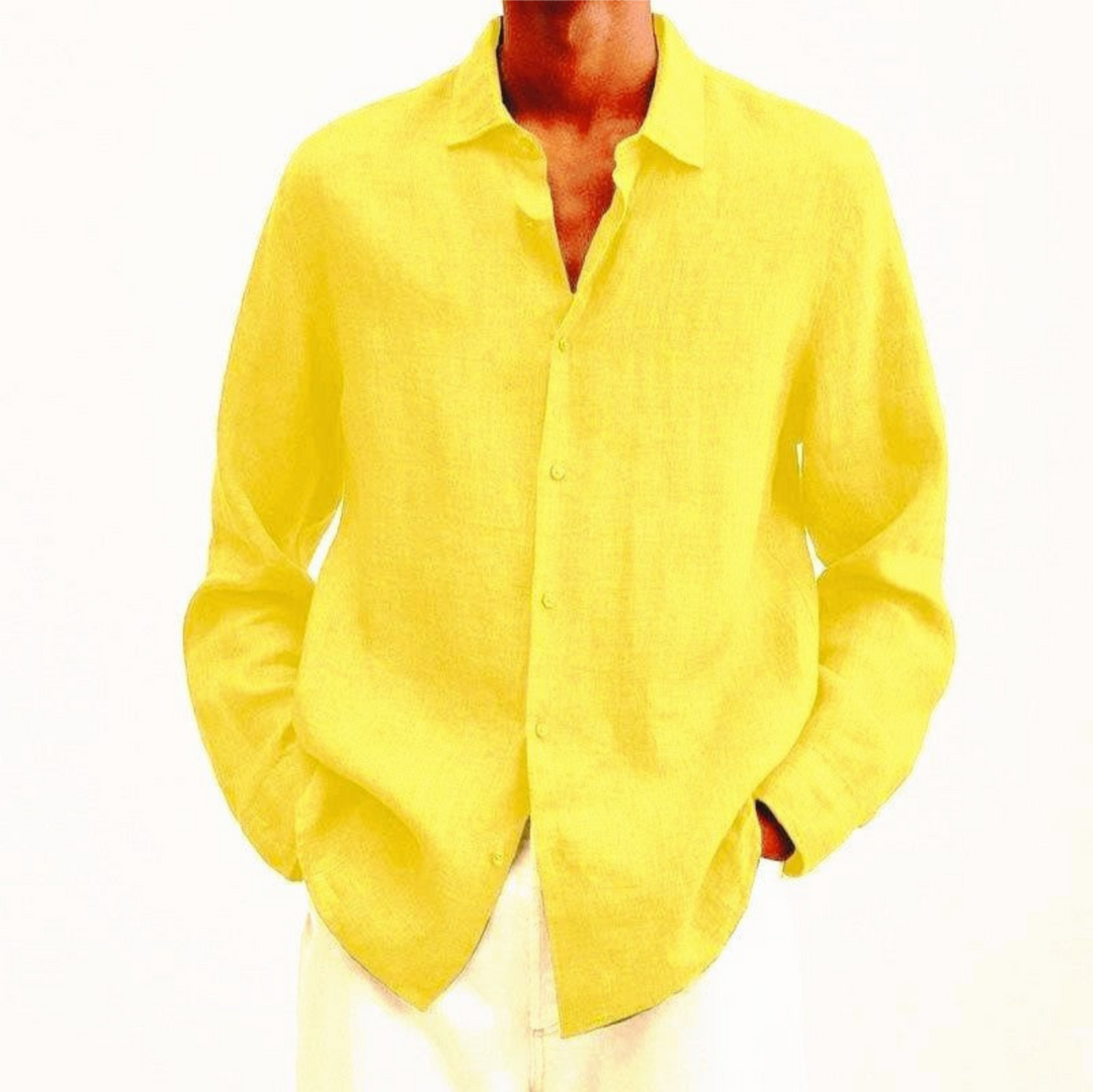 Men's Long-Sleeve Button-Up Shirt - Versatile & Stylish