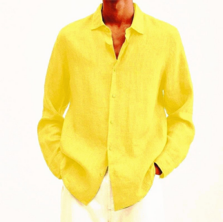 Men's Long-Sleeve Button-Up Shirt - Versatile & Stylish