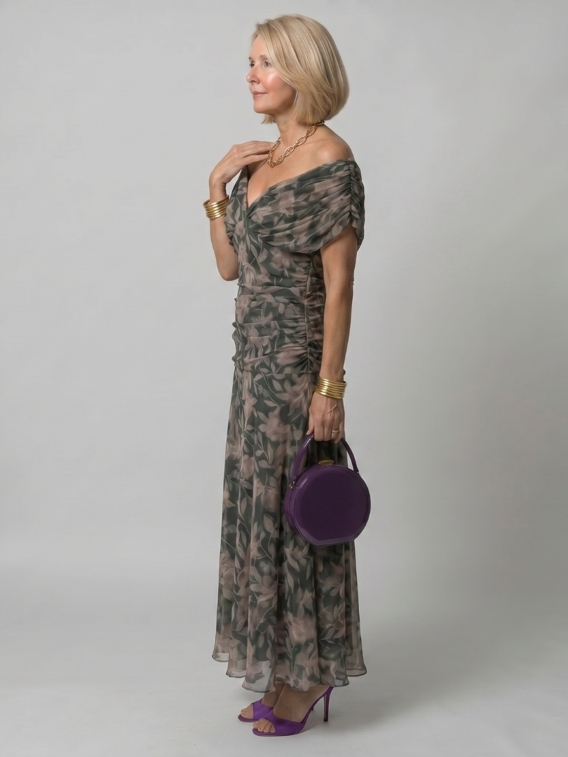 Calen Off Shoulder Flow Midi Dress - Elena Harper