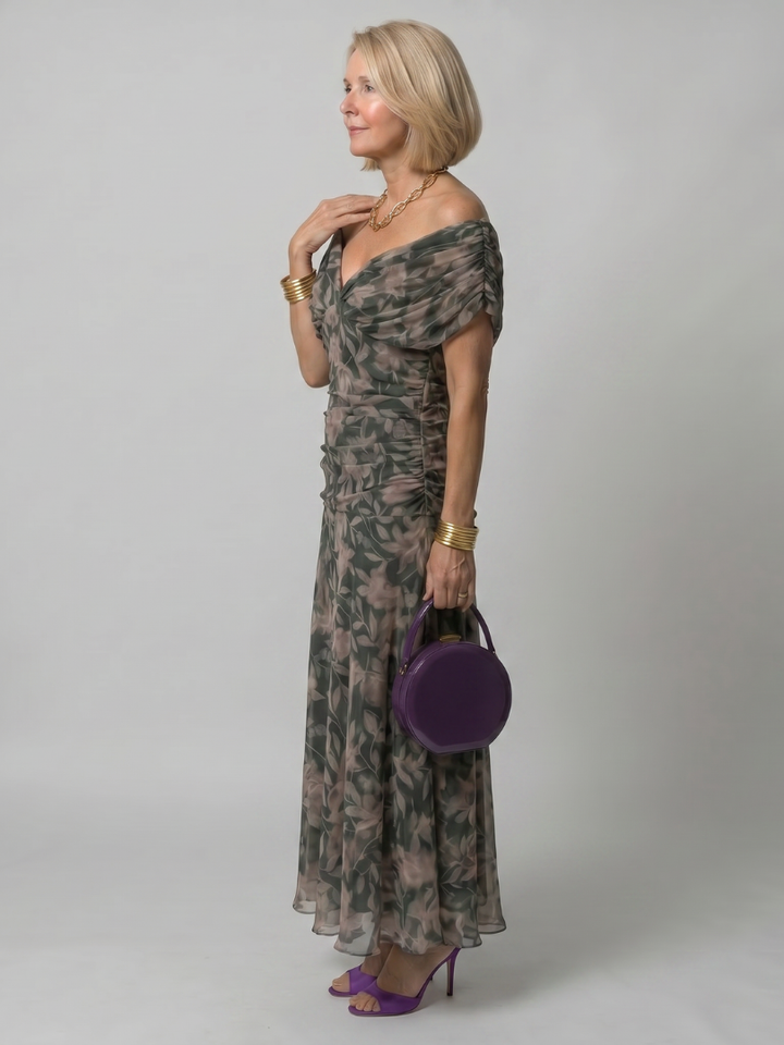 Calen Off Shoulder Flow Midi Dress - Elena Harper