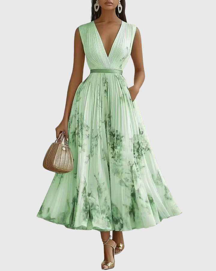 Rowella Elegant Pleated Maxi Dress - Elena Harper